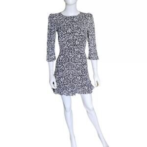 Reformation Black and White Sequin Mini Dress Fit and Flare